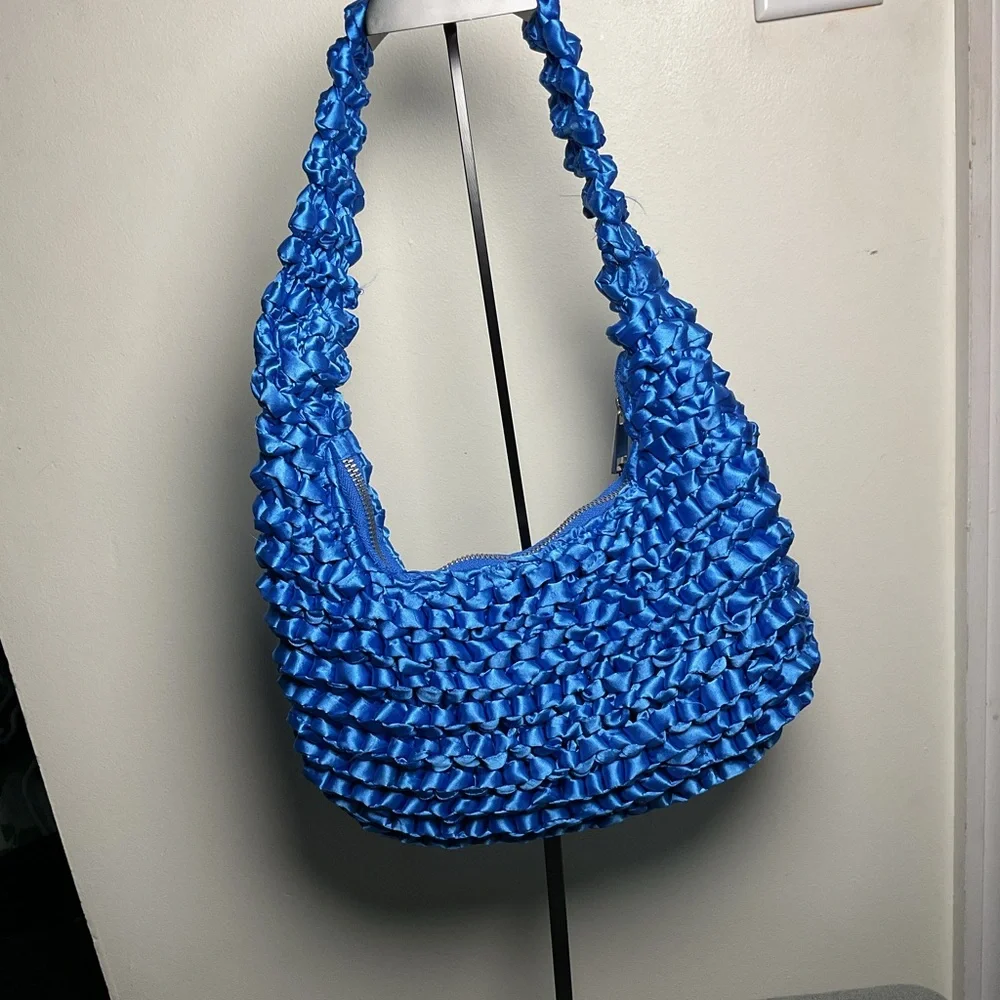 Blue Ruffled Women's Bag - Picture 2 of 9